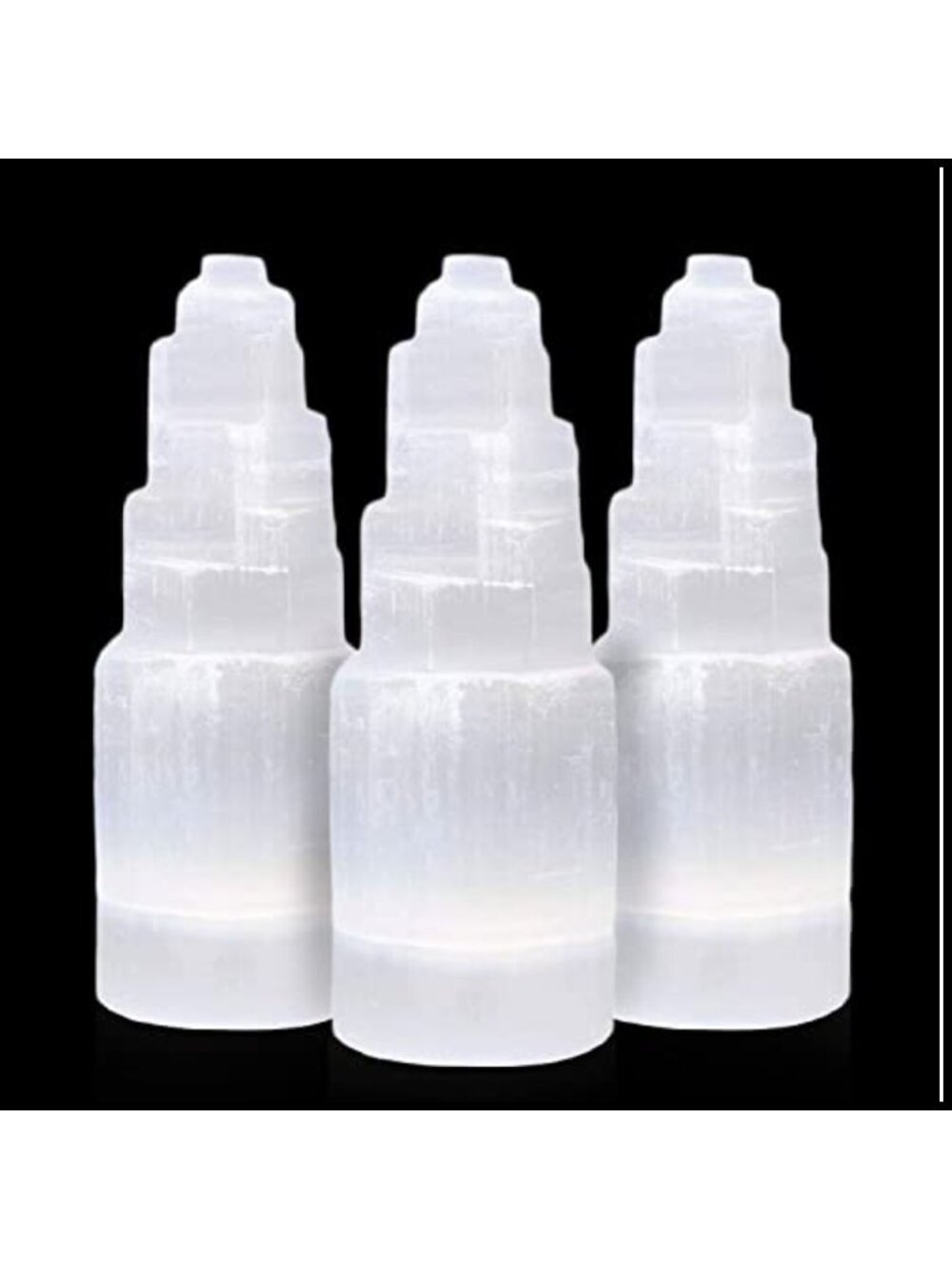 Selenite Crystal Tower 4 Inch Skyscraper Healing Meditation 3 PCS